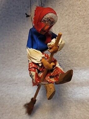 Vintage Wood Handmade Kitchen Witch Handcraft Goodluck